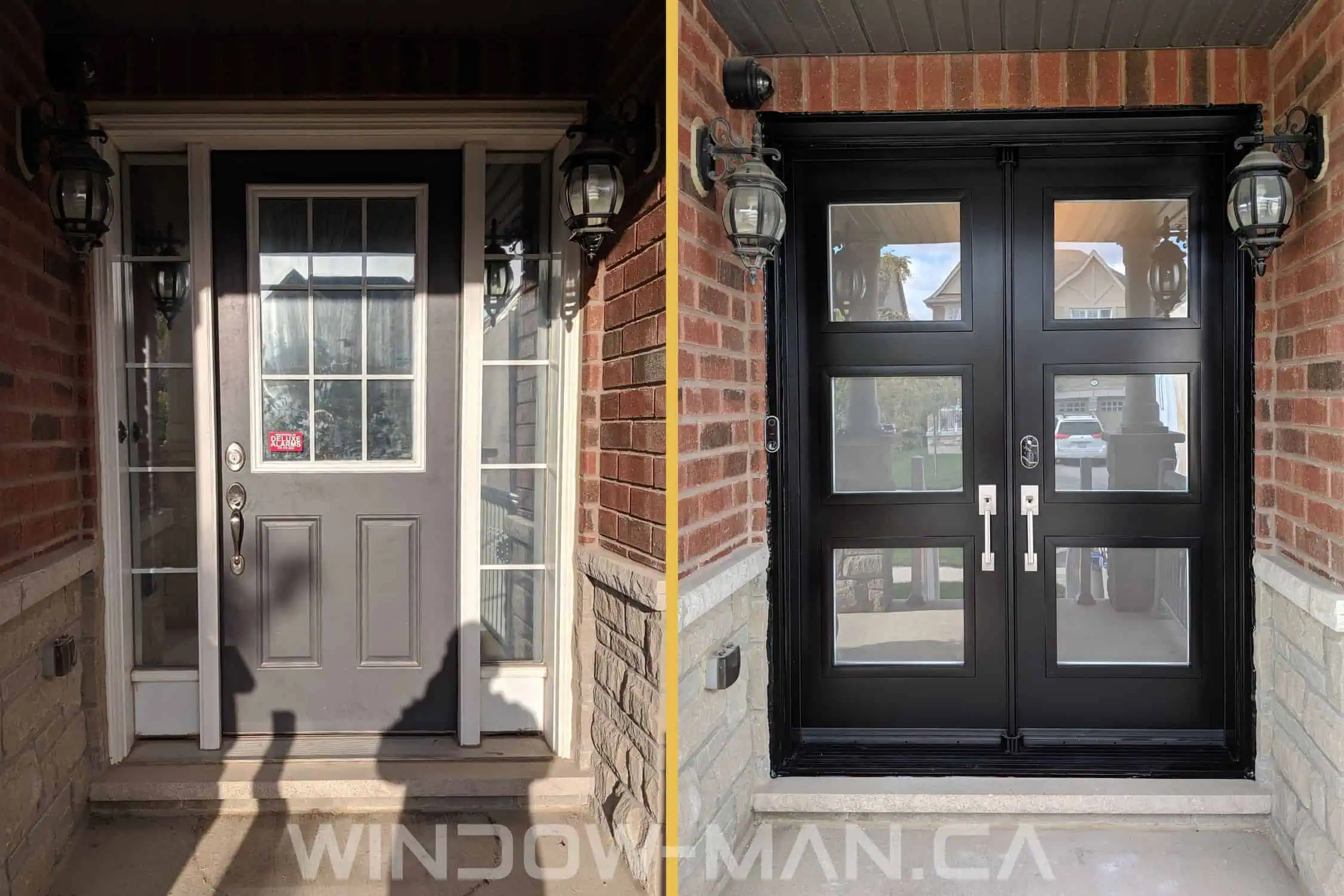from single door with sidelights to narrow double door