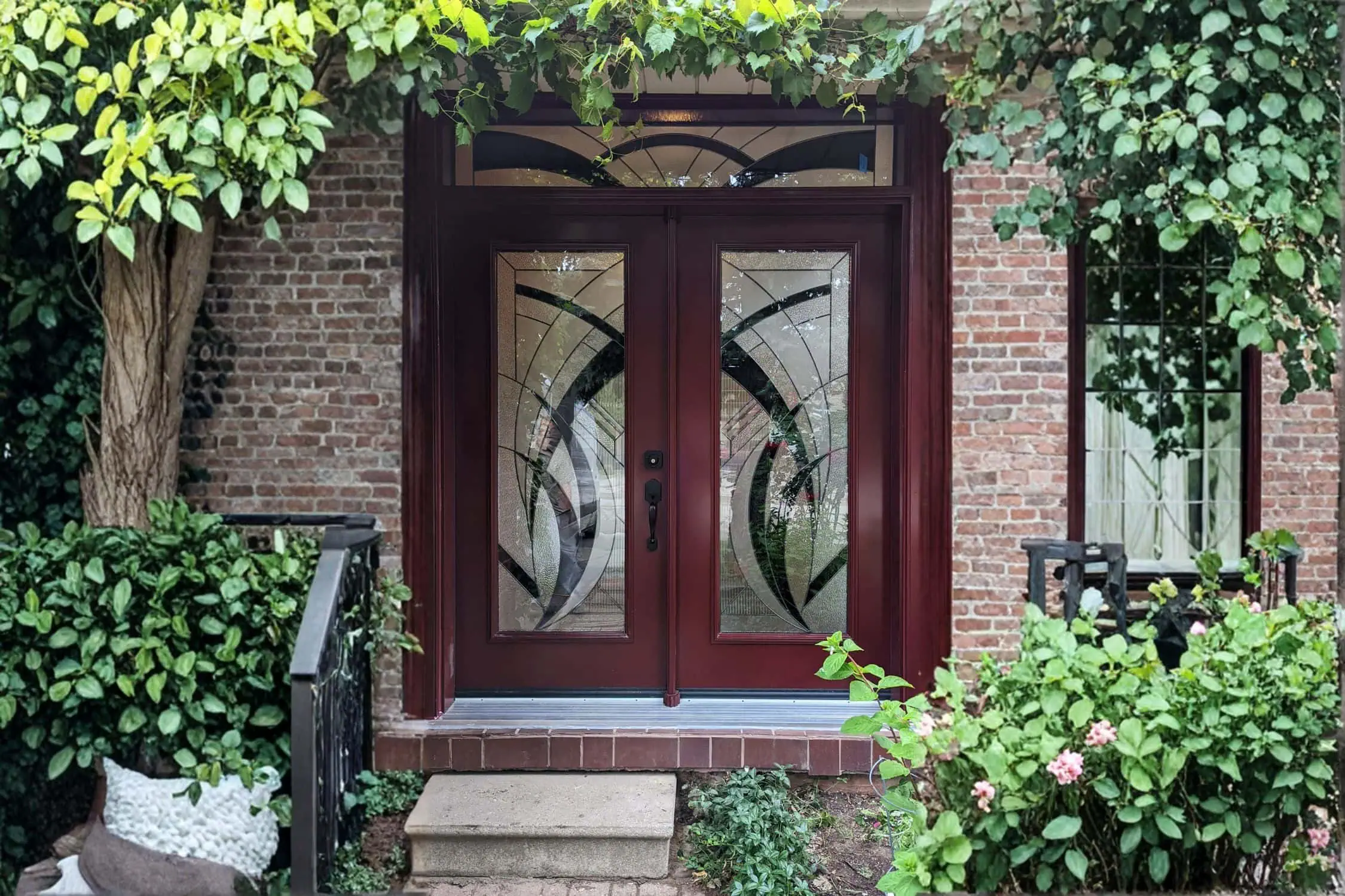 are double doors less secure - red double doors with transom