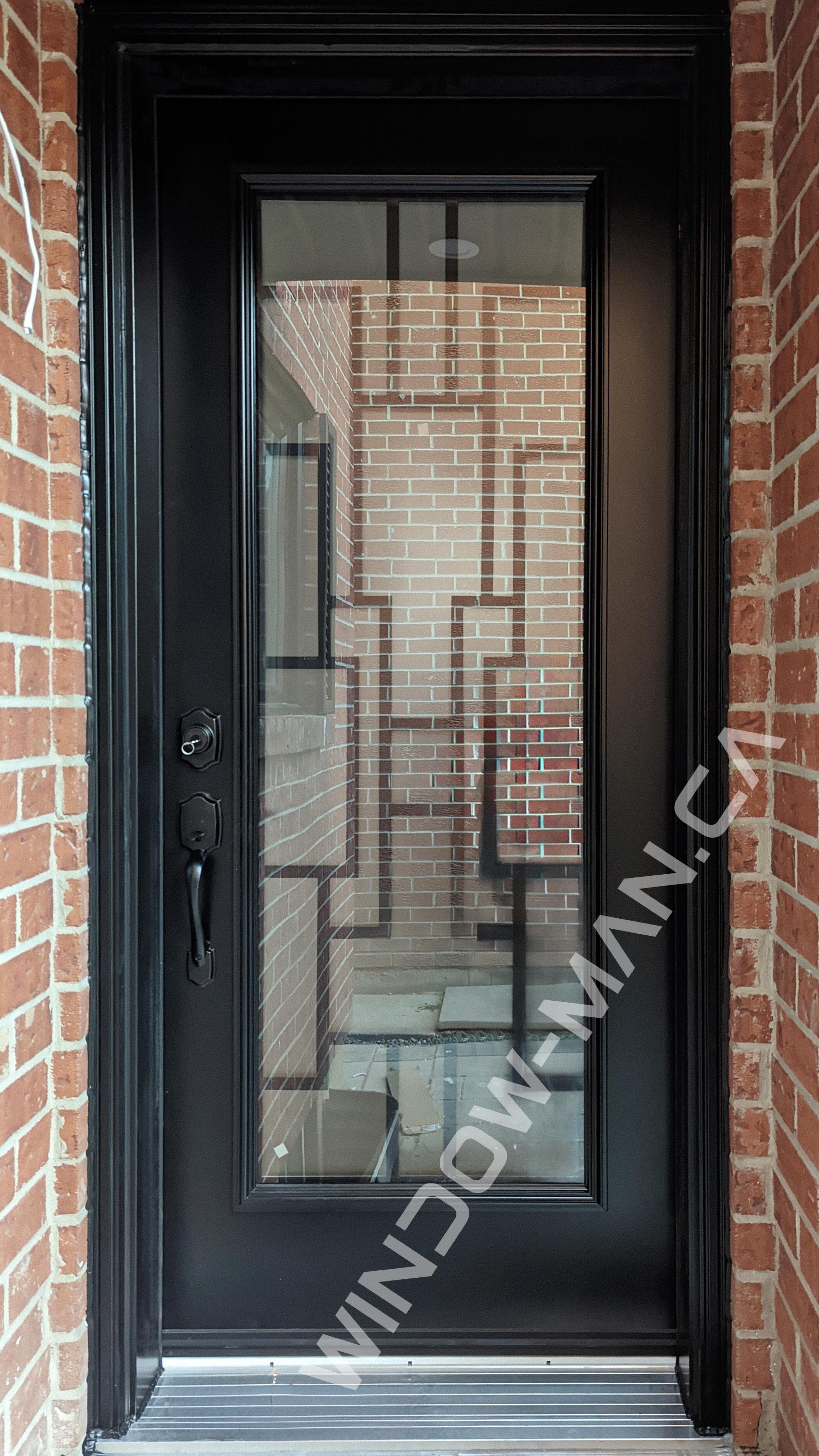black house door single with malibu full wrought iron glass