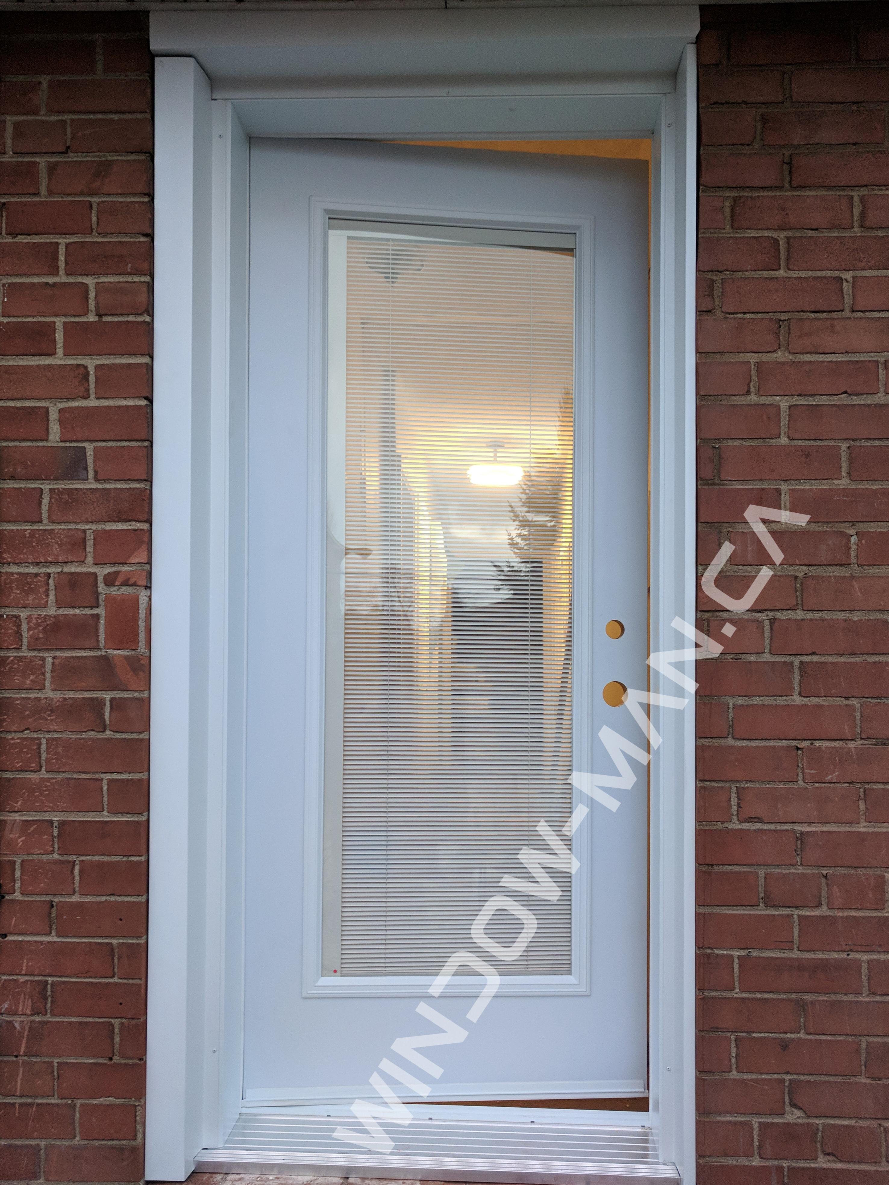 blinds for metal doors single in white full glass