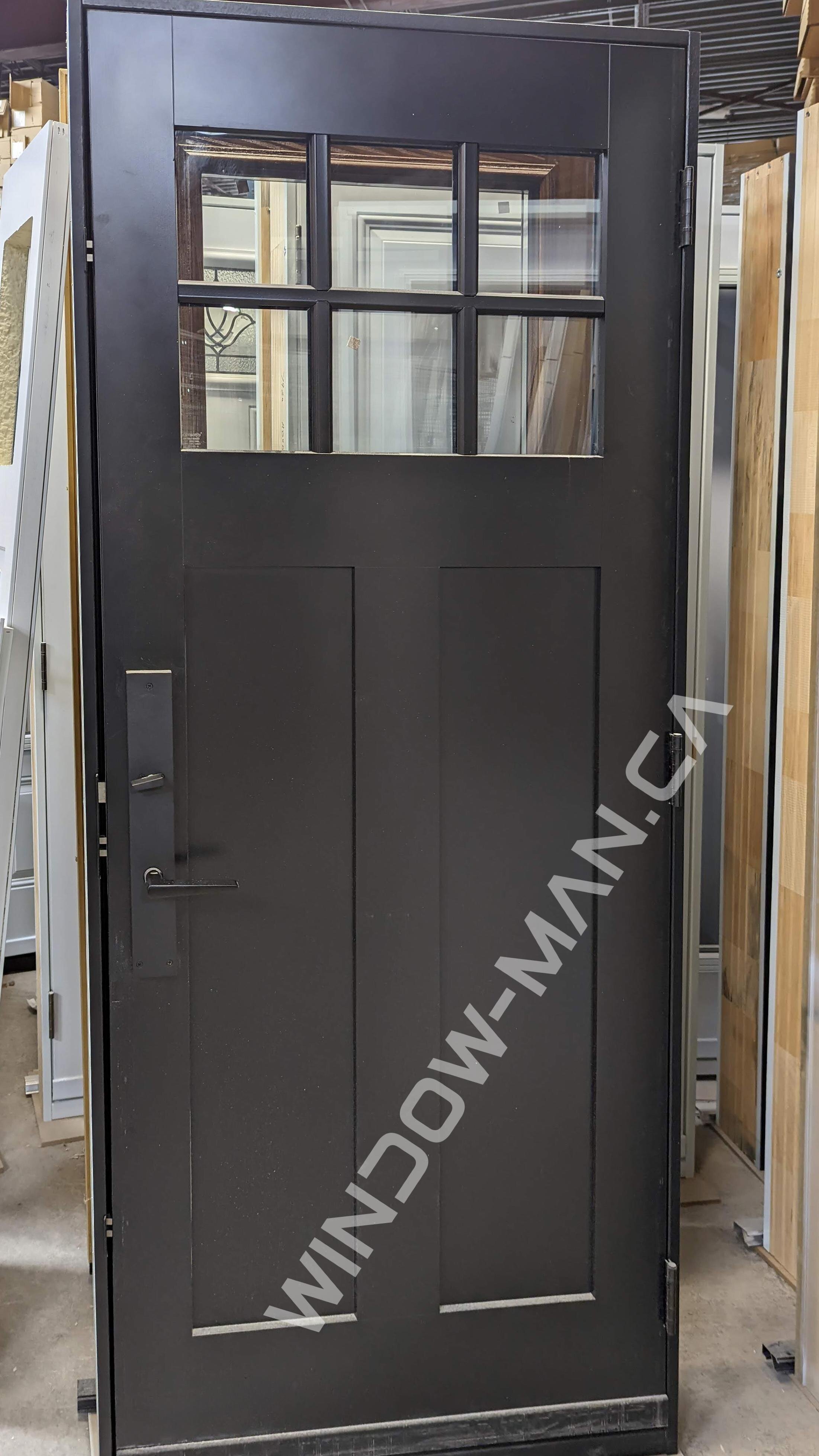 craftsman door fiberglass single in black small glass with grilles with 3 point locking system