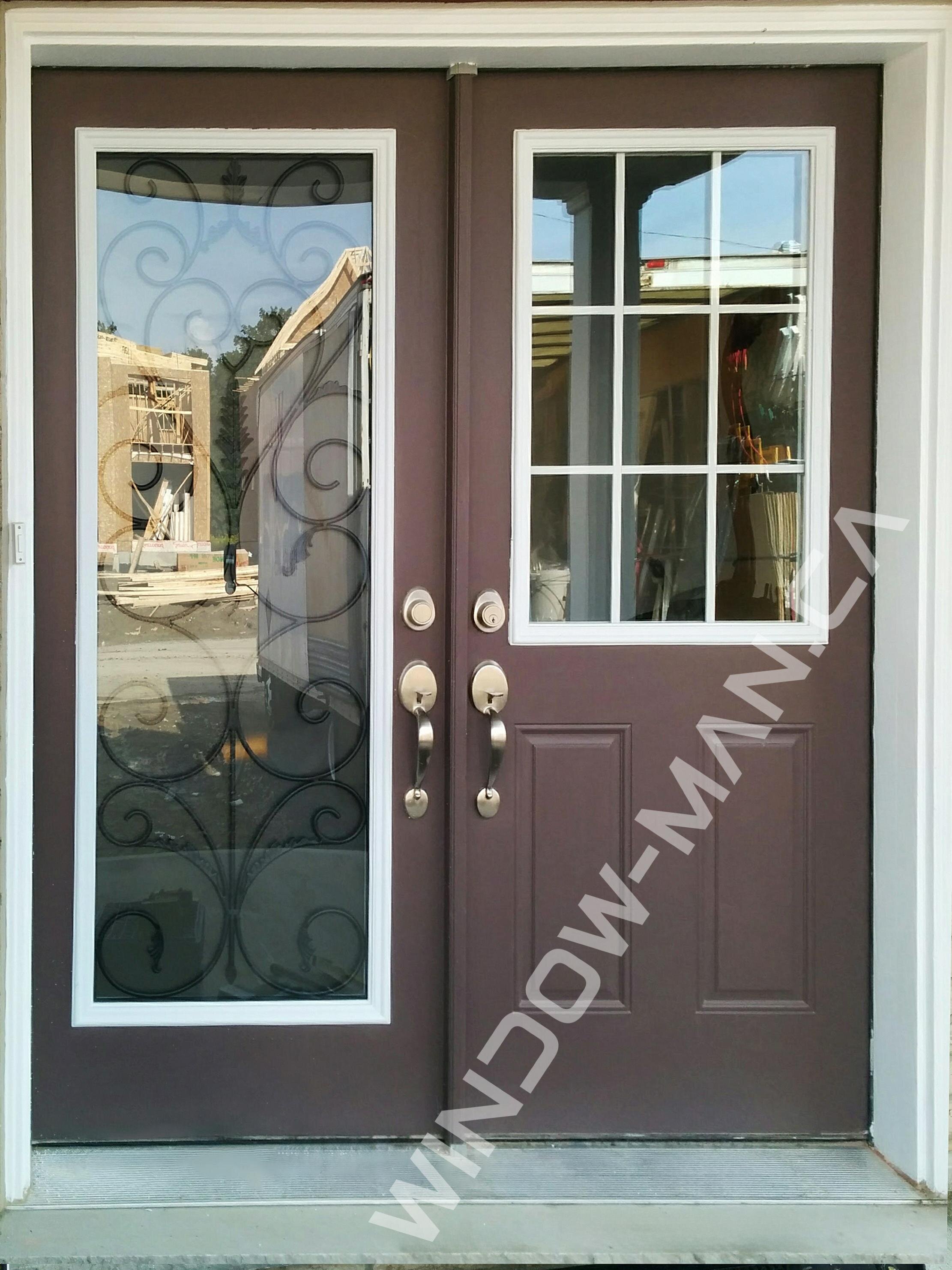 door near me double in chestnut brown with south port full wrought iron glass