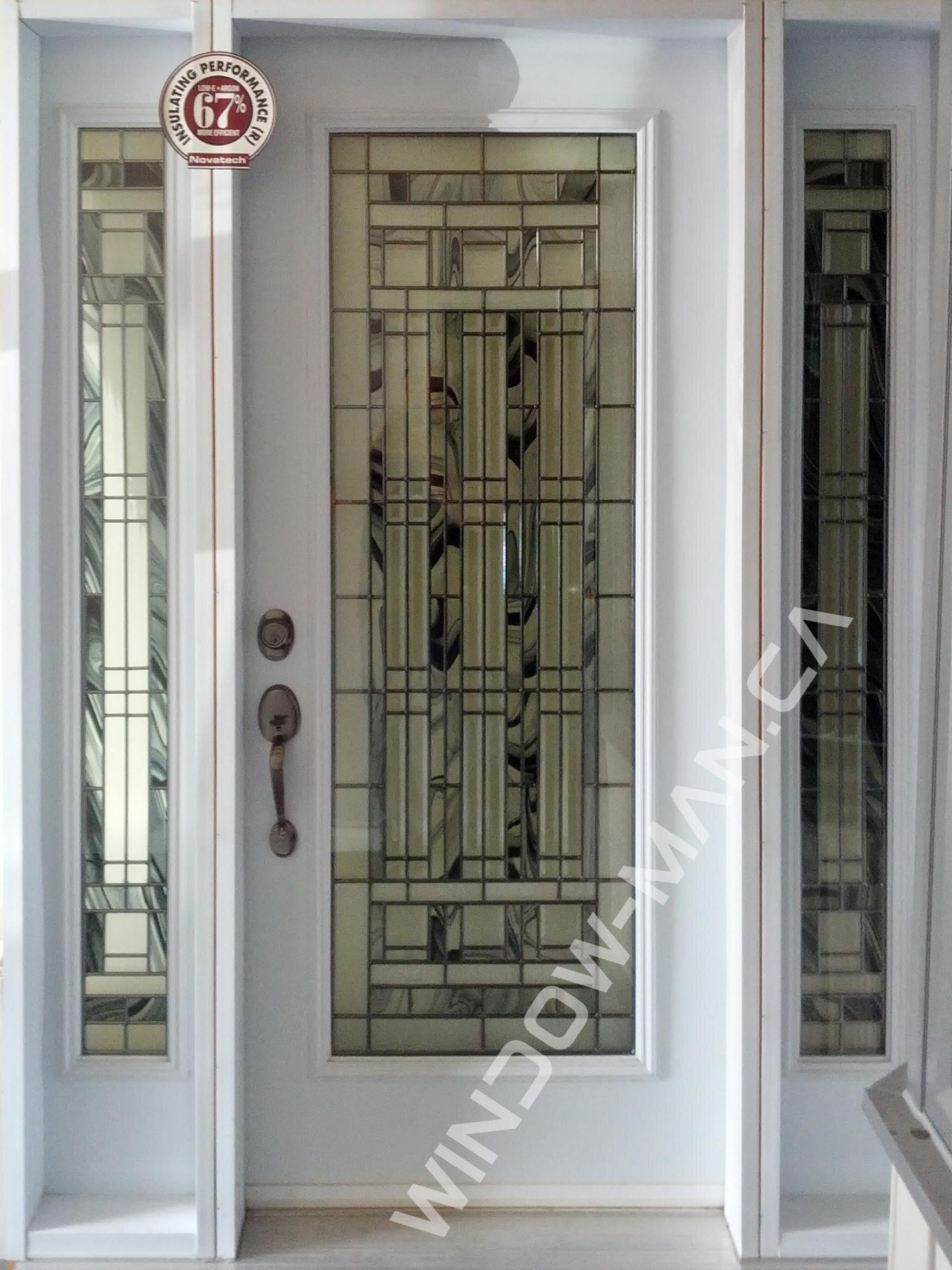 doors toronto with sidelights in white with winchester full stained glass
