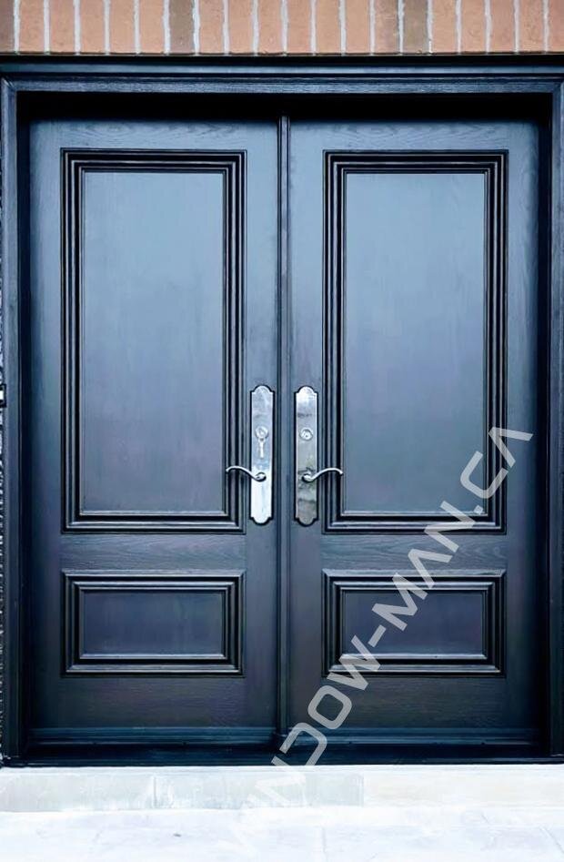 double front doors exterior fiberglass in black with three-point locking system
