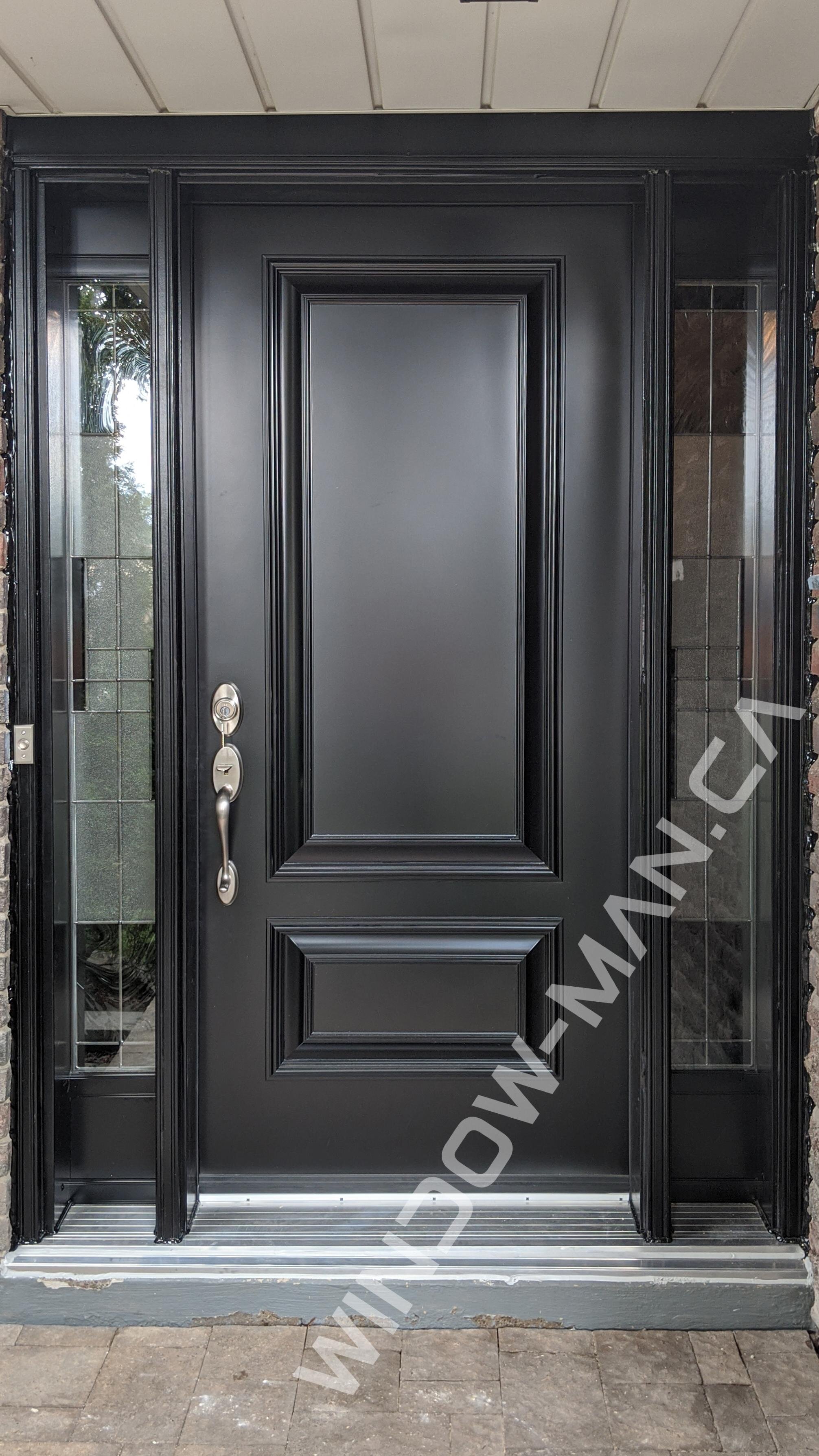 exterior door door with sidelights in black executive panels