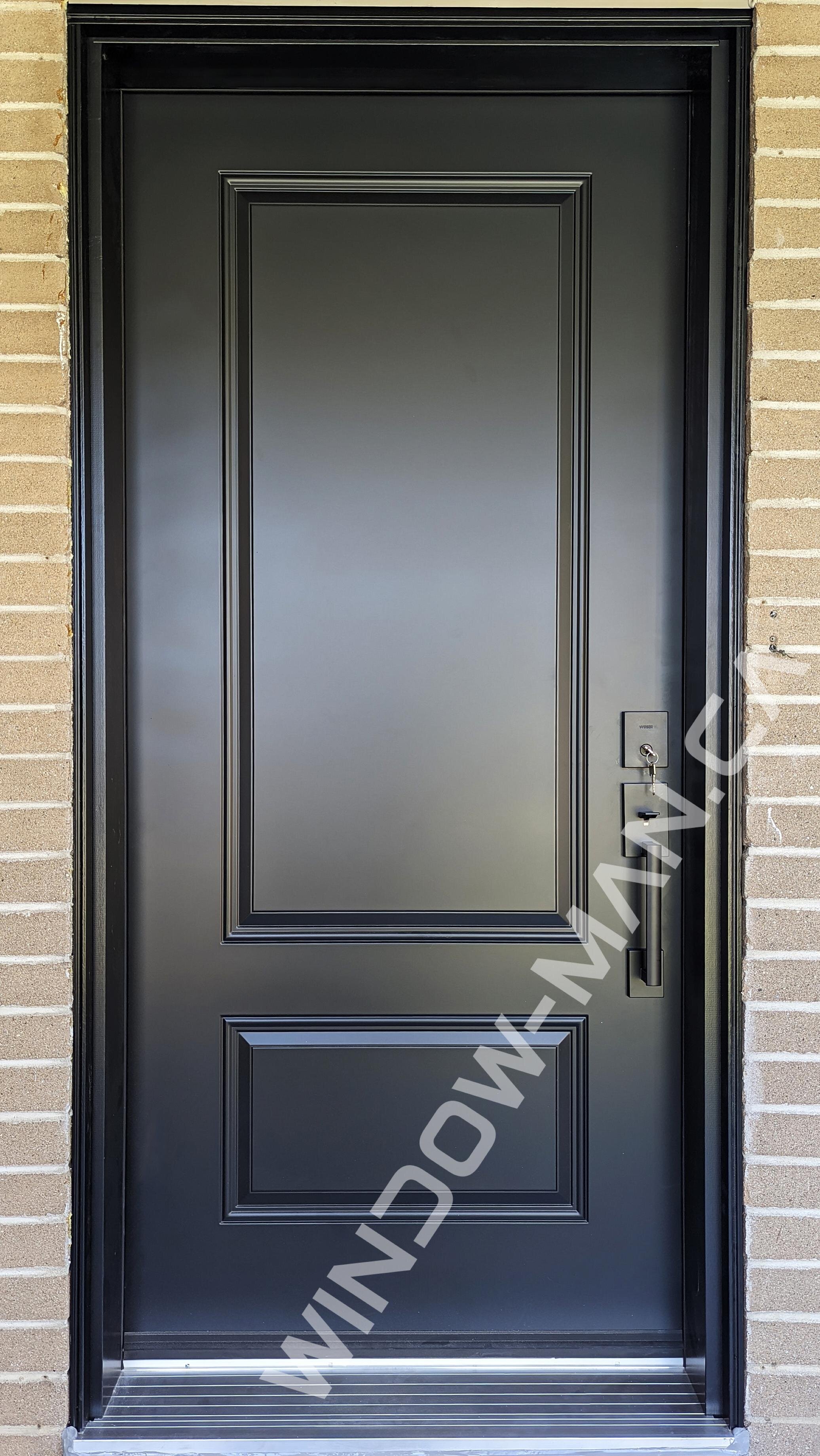 exterior door installation single in black two panels