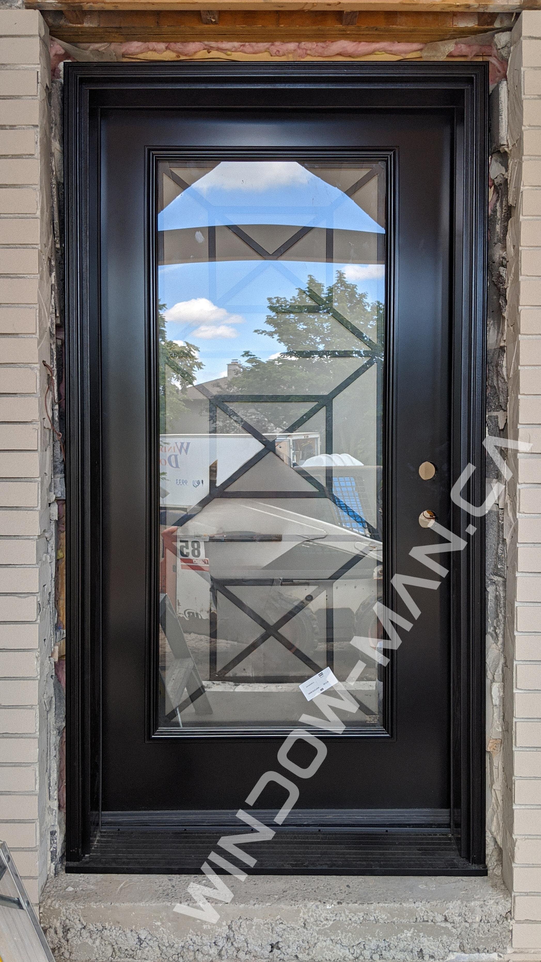 exterior door single in black with townsbridge full wrought iron glass 42 inches wide