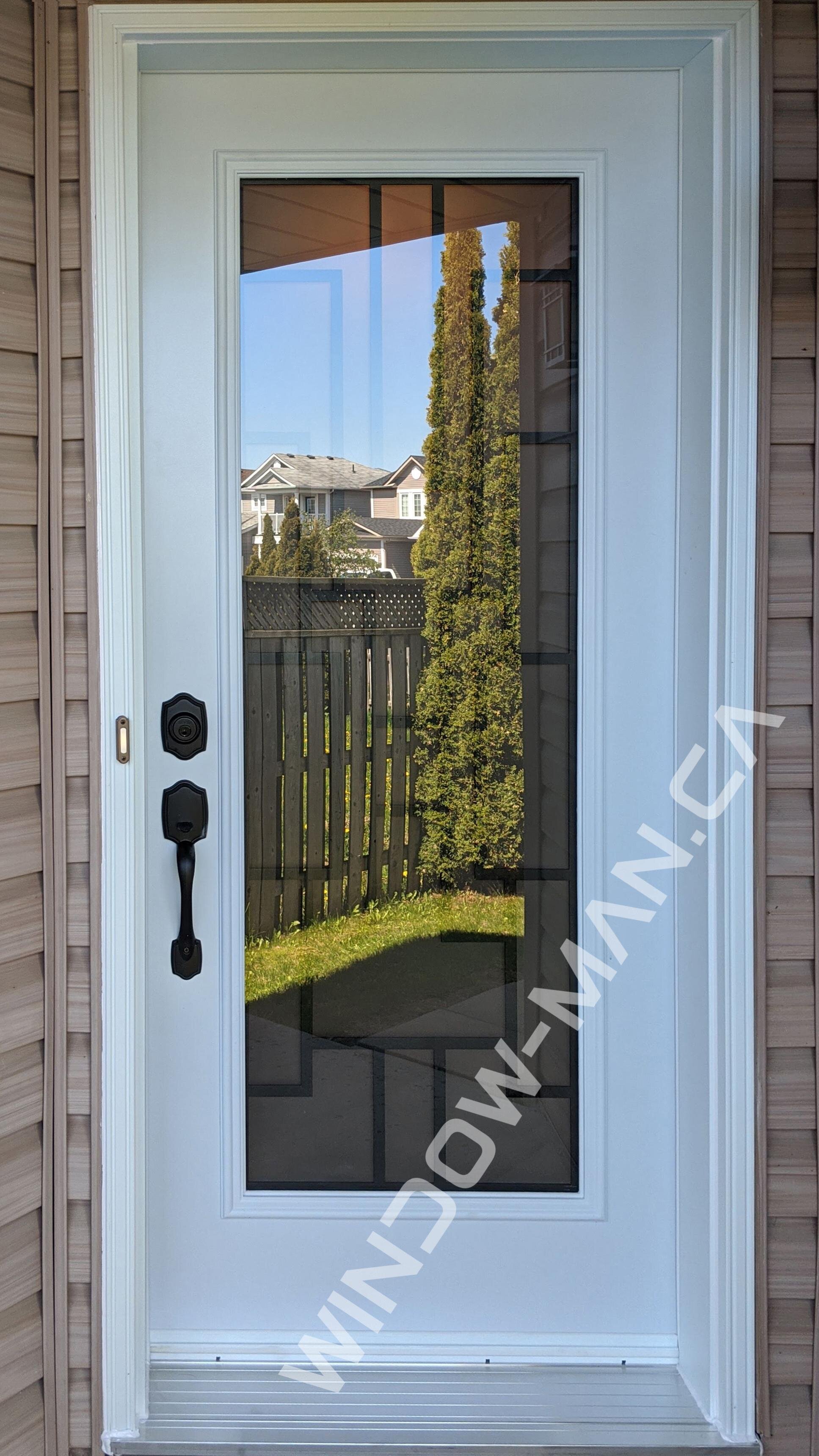 exterior doors single in white with malibu full wrought iron glass