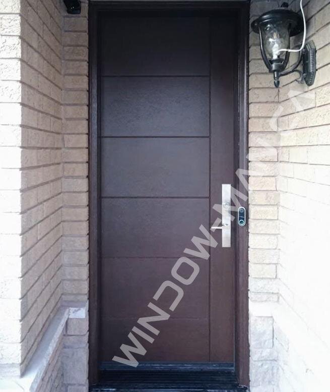 front doors to homes fiberglass single stained in dark mahogany with multi point locking system groove design, 8ft, 96in