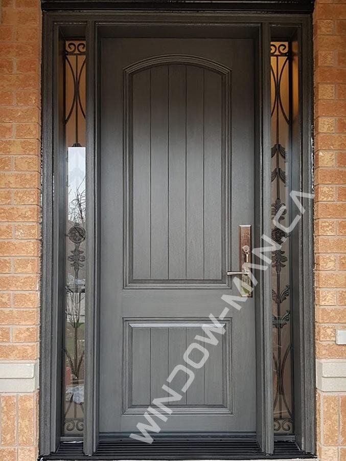 grey exterior door fiberglass with sidelights stained with 3 point lock plank mahogany grain