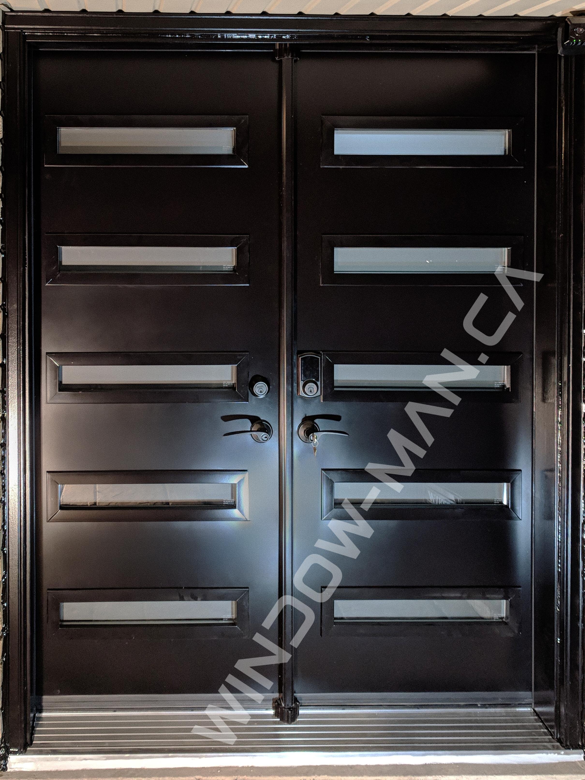 modern exterior doors double in black shaker sandblasted glass