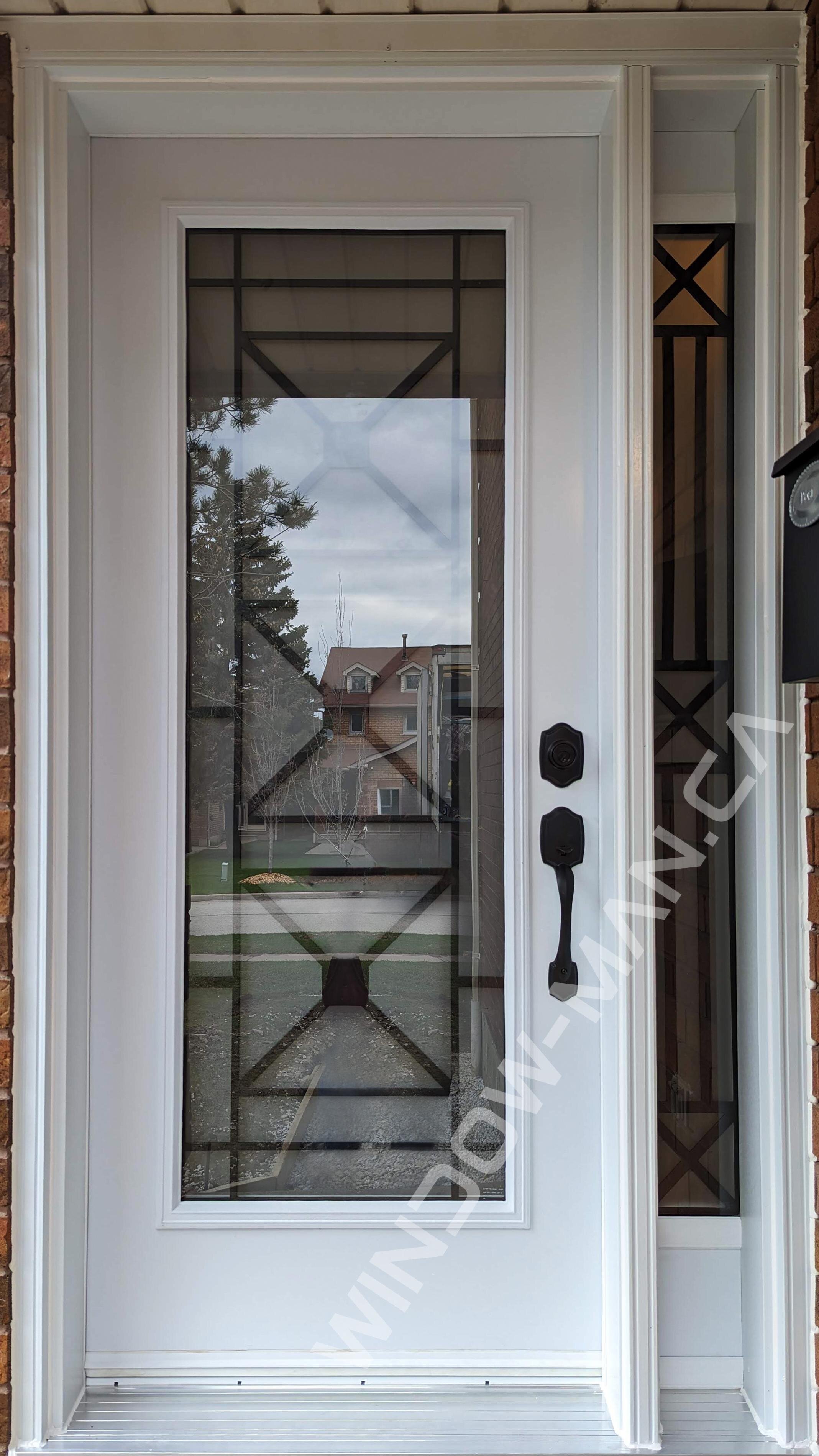 outside doors canada with sidelight in white with century full wrought iron glass