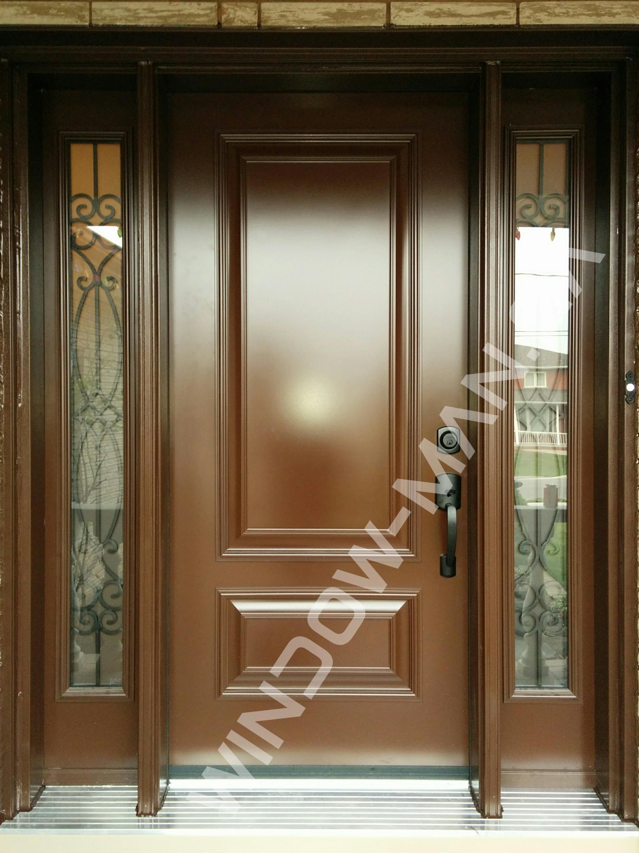 painted brown front door with sidelights in nutmeg executive panels