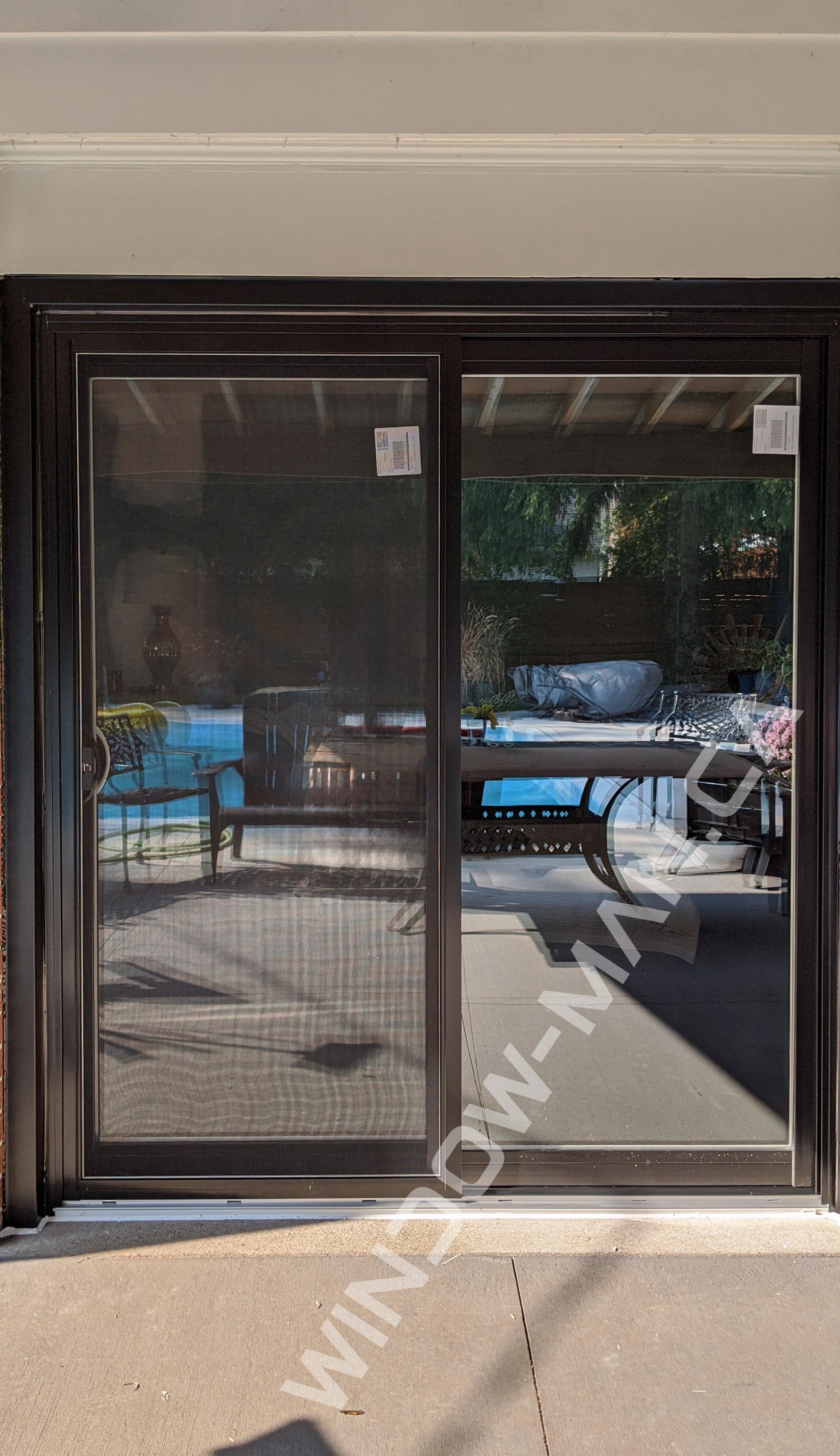 patio sliding door vinyl in black full loe 180 argon glass