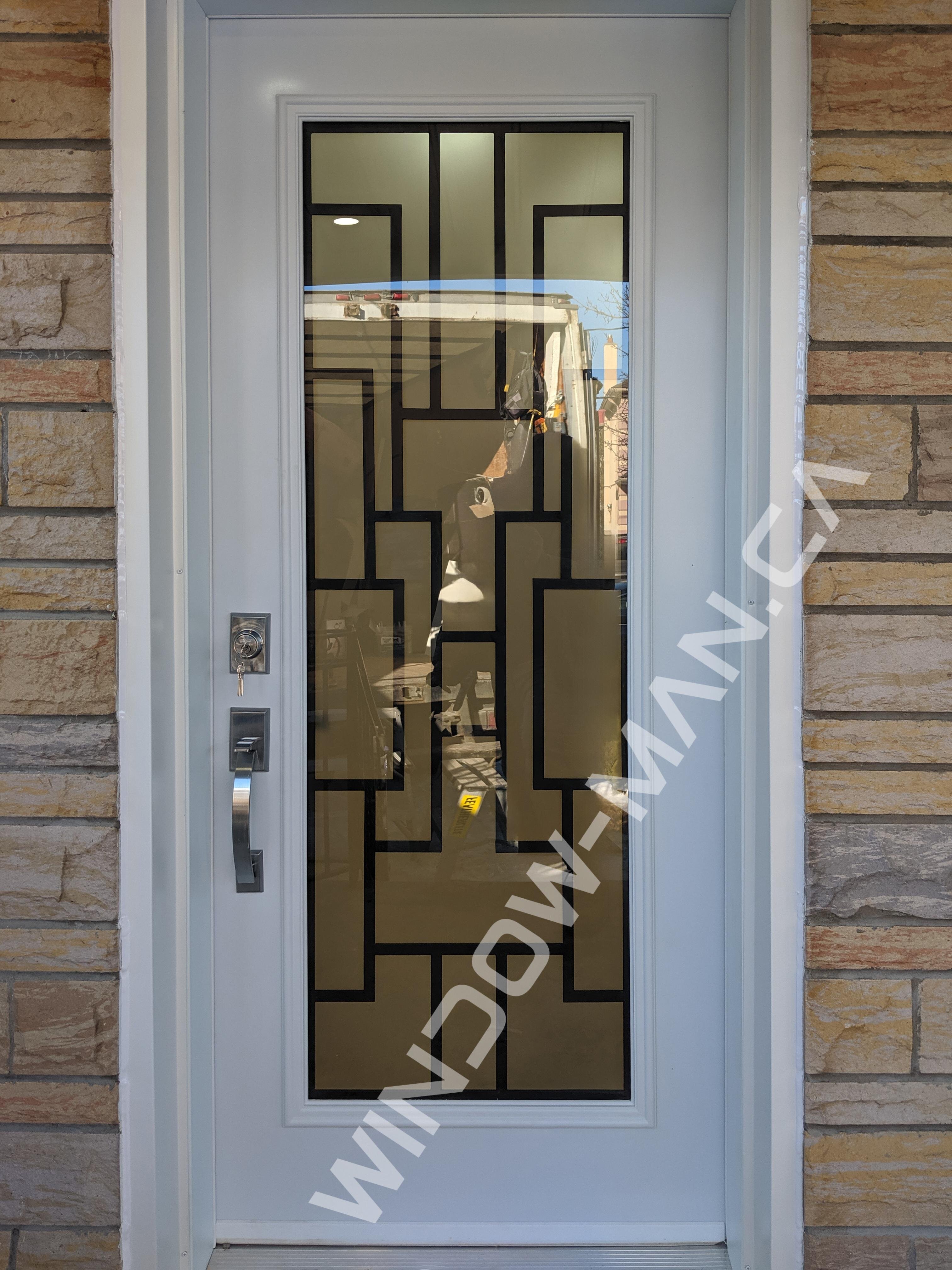 steel entrance door single in white with malibu full wrought iron glass