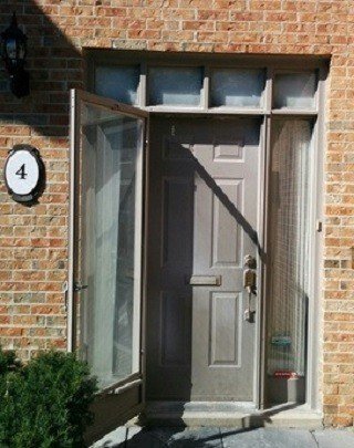 8-foot steel double door with 3/4 rochester wrought iron glass - before-after