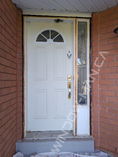 black steel door with sidelight and full pasadena wrought iron glass - before-after