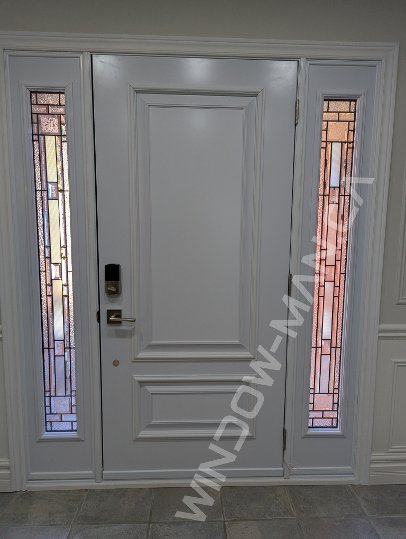 black steel door with sidelights, executive panels, smart lock - view from the inside