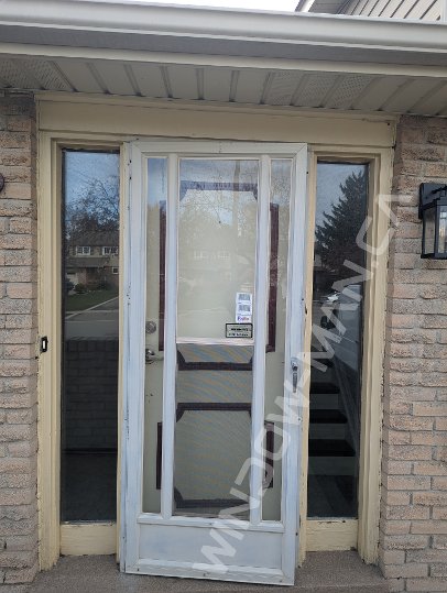 black steel door with sidelights, executive panels, smart lock - before-after