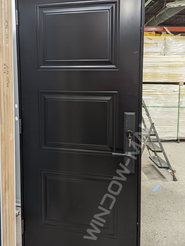 black steel outswing door, 3 panel, multipoint lock, novatech soho