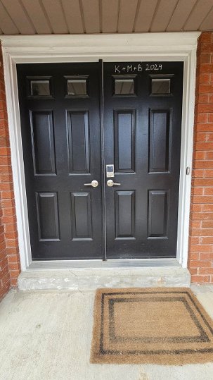 doors exterior with sidelights in black executive panels - before-after