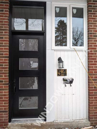exterior french doors canada single in black shaker obscure glass with transom 8ft - view from the outside