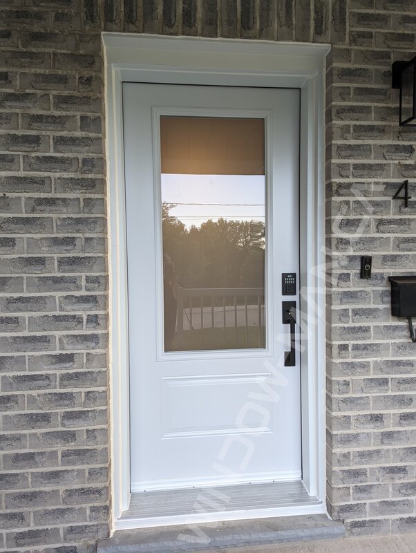 steel door with 3/4 acid etched glass, smart lock - view from the outside