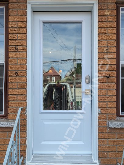 steel short door with 3/4 clear glass, smart lock
