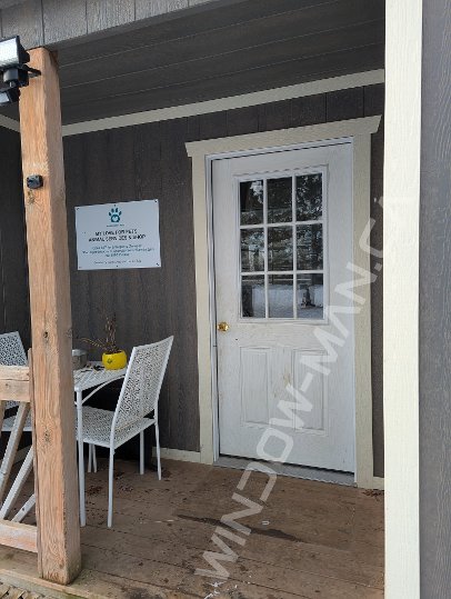 steel short door with 3/4 port stanley wrought iron glass - before-after