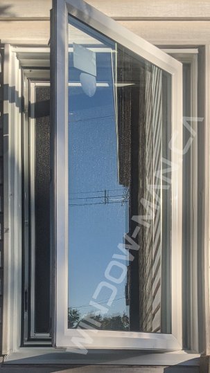 24 x 36 white vinyl casement window for a side kitchen