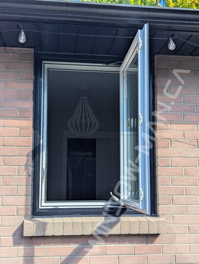 black bedroom windows - opened