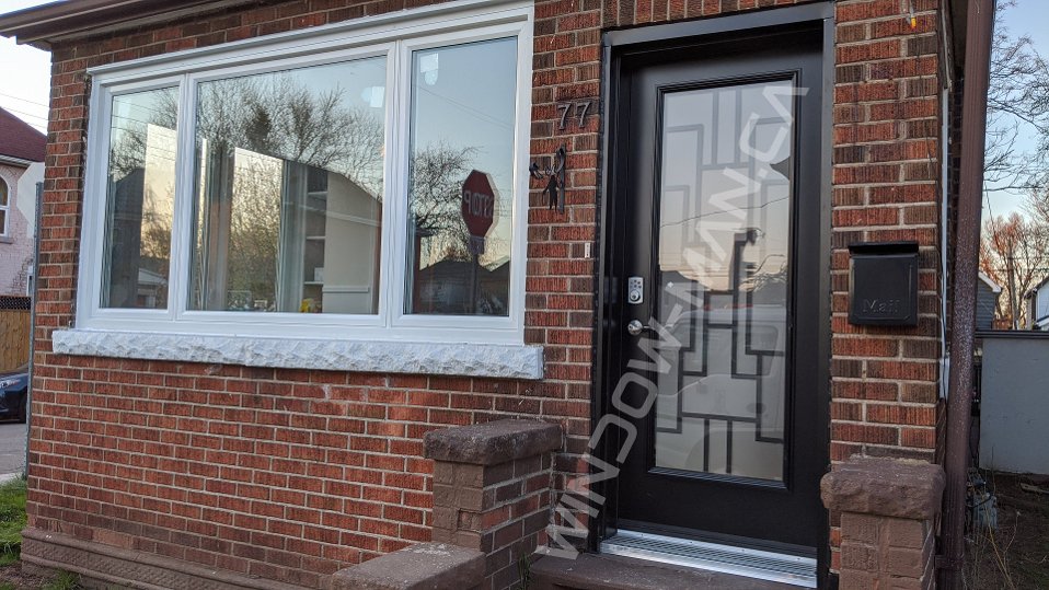 living room big window design - outside view