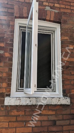 narrow bathroom window - opened